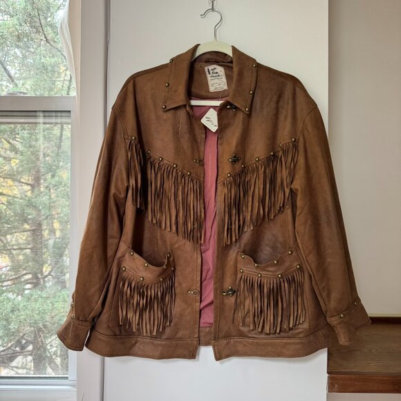 NWT Free People We The Free Knox Vegan Fringe Barn Jacket in Brown XS - Picture 5 of 16
